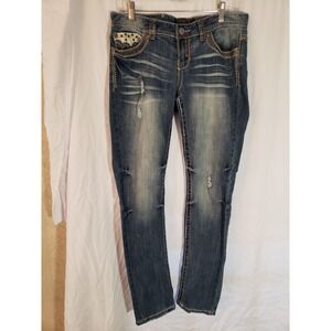 Women's Rue21 Premiere Low Rise Skinny Studded Jeans Size 7/8 R